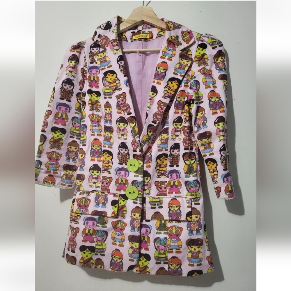 QuirkBox Colorful Artsy Design India Jacket Blazer Rare Size XS